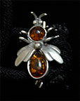 Amber & Silver Bee Pin